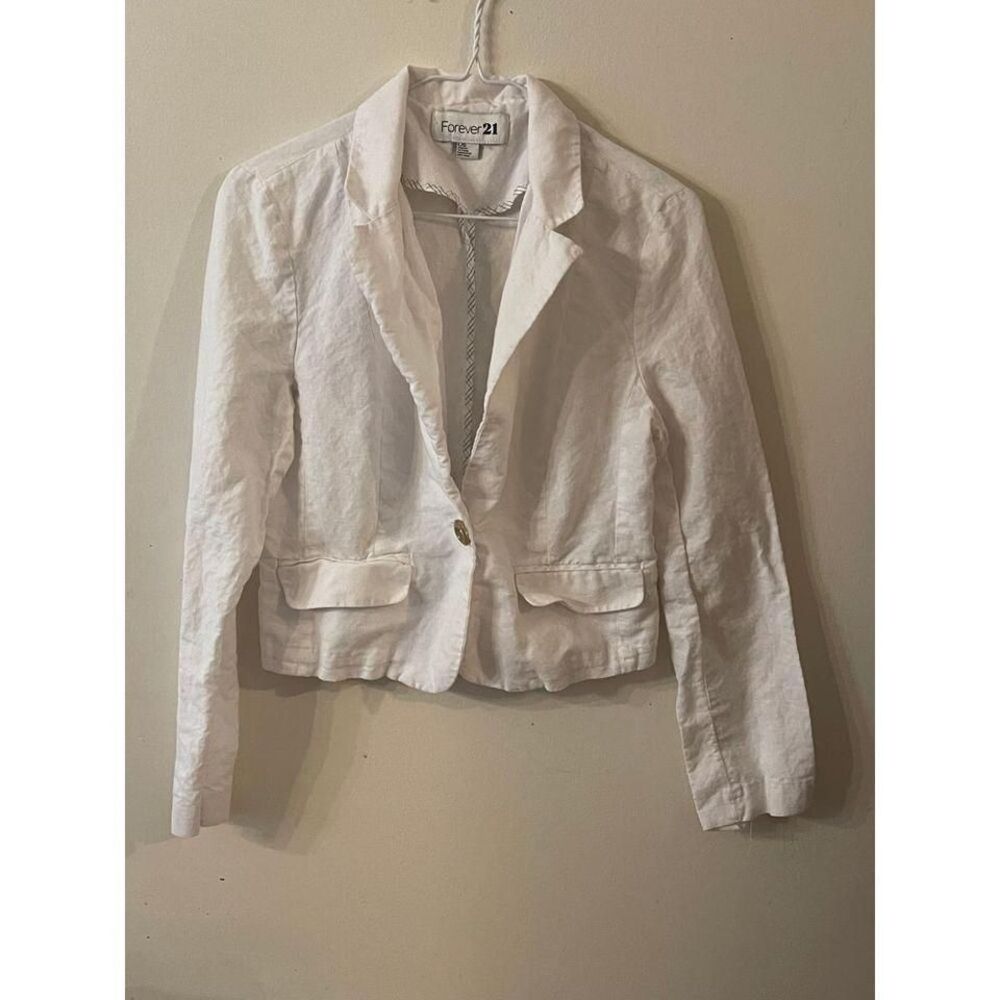 Forever 21‎ White One Button Jacket - Crisp Classic for Women